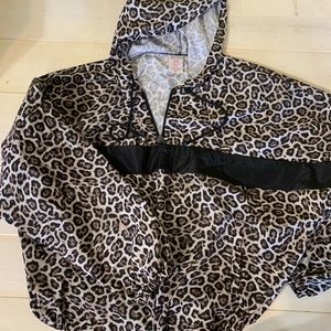 Cropped leopard print windbreaker